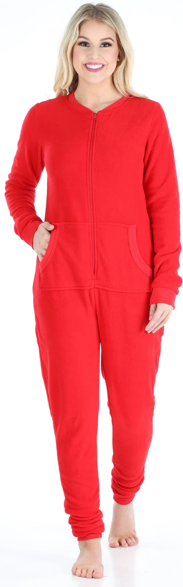 Sleepyheads Women’s Fleece Non-Footed Solid Color Onesie Pajamas Jumpsuit