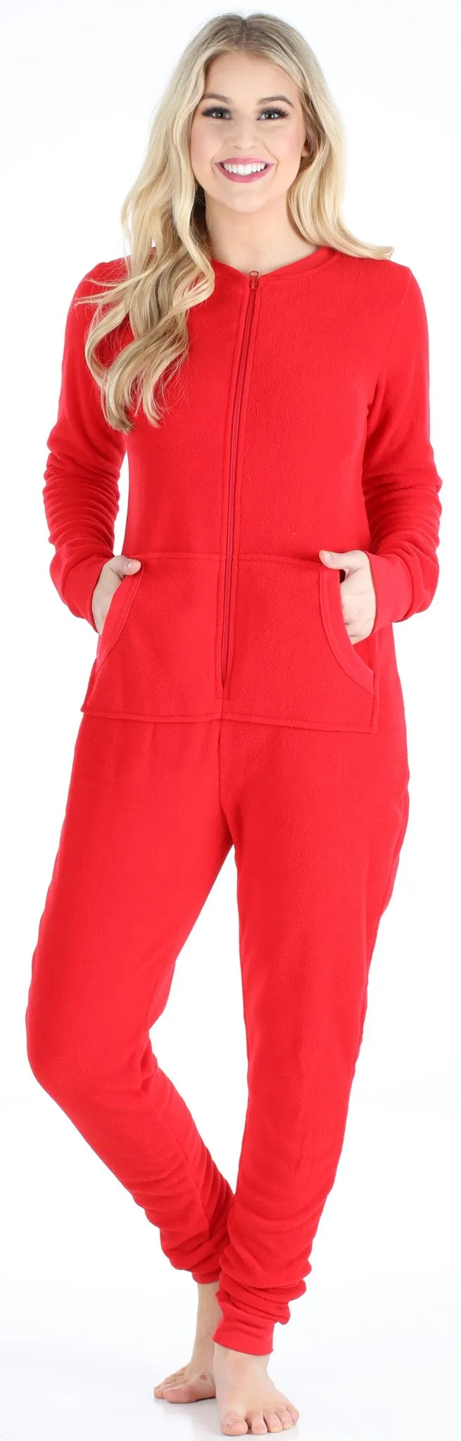 Sleepyheads Women’s Fleece Non-Footed Solid Color Onesie Pajamas Jumpsuit