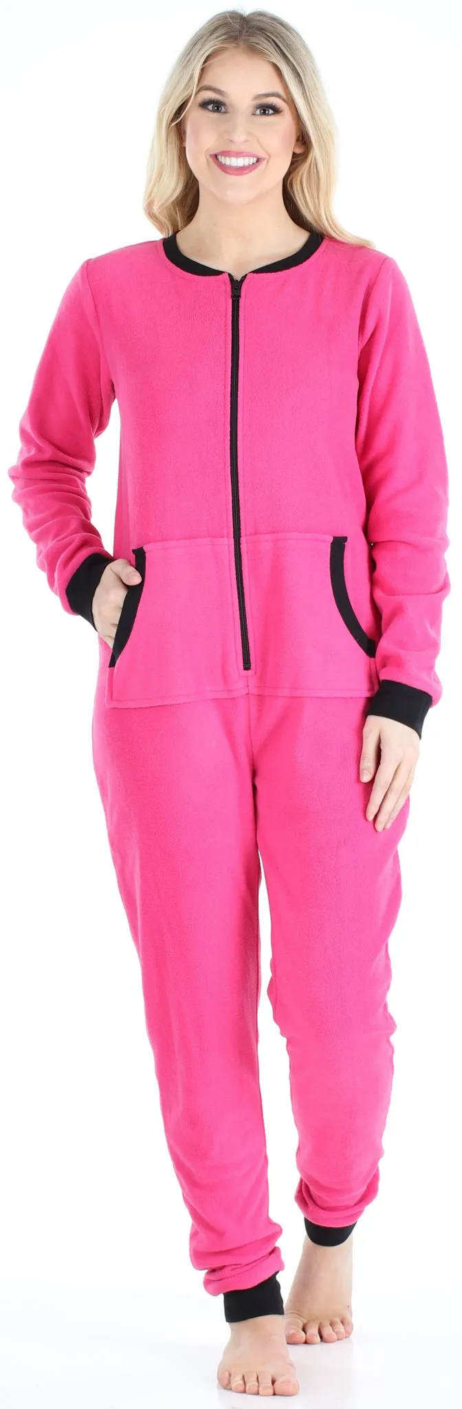 Sleepyheads Women’s Fleece Non-Footed Solid Color Onesie Pajamas Jumpsuit