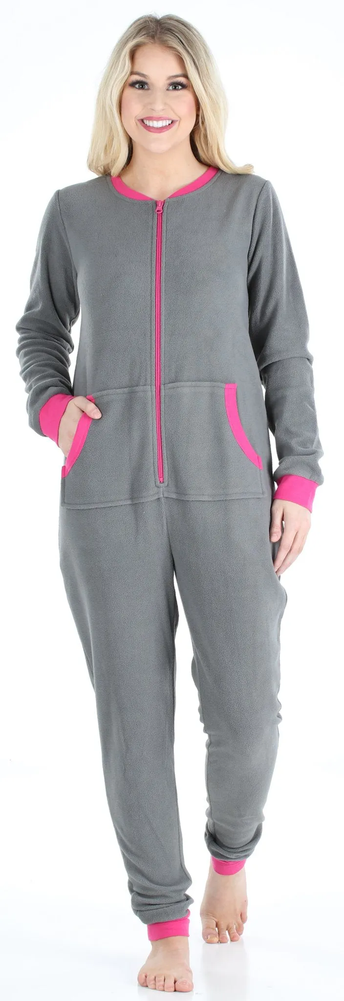Sleepyheads Women’s Fleece Non-Footed Solid Color Onesie Pajamas Jumpsuit