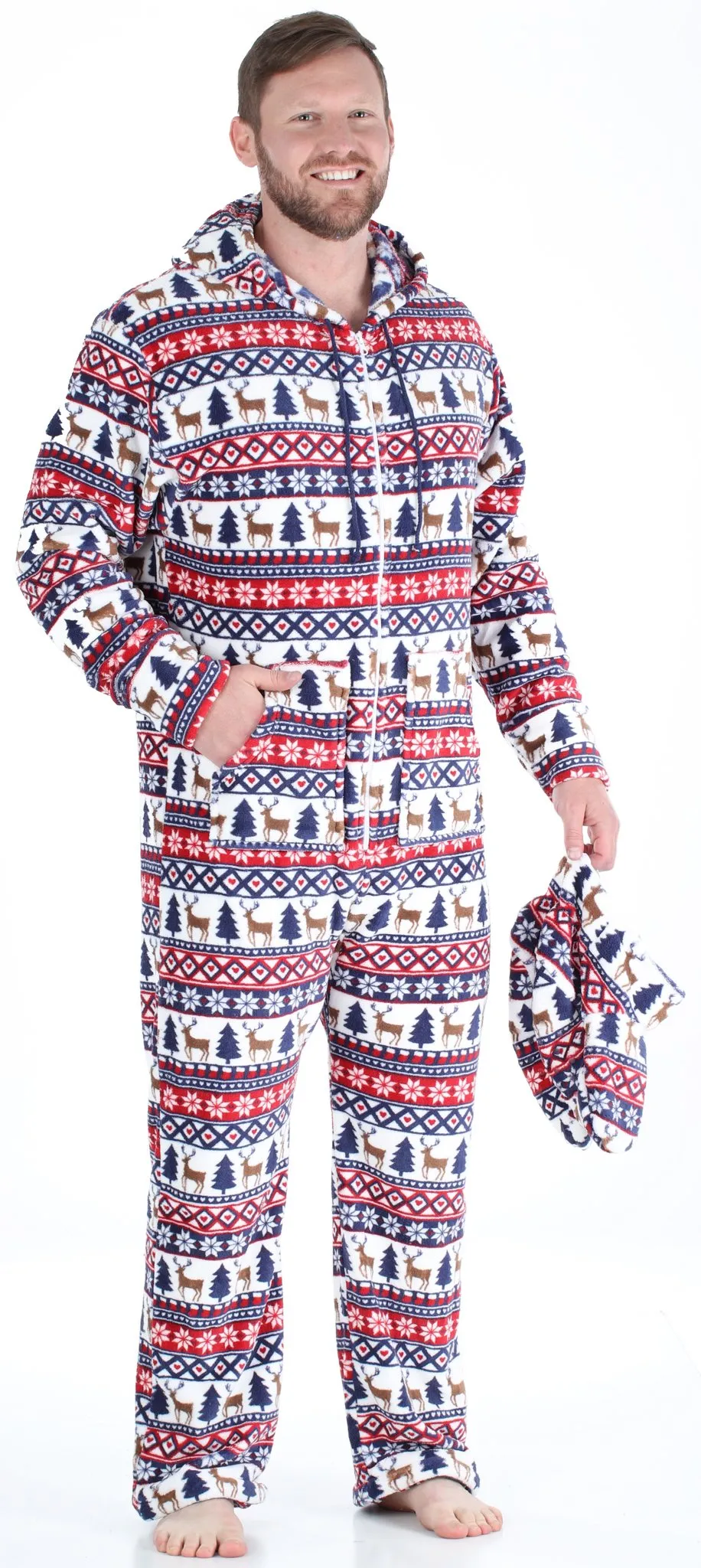 SleepytimePjs Family Matching Fleece Deer Fair Isle Footed Onesie Pajamas