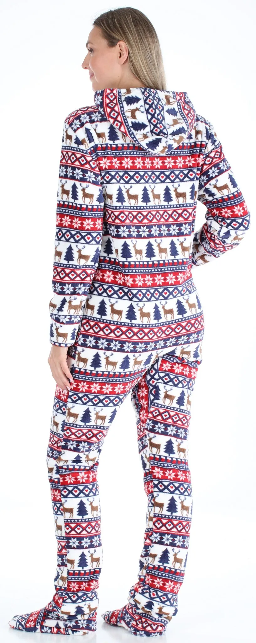 SleepytimePjs Family Matching Fleece Deer Fair Isle Footed Onesie Pajamas