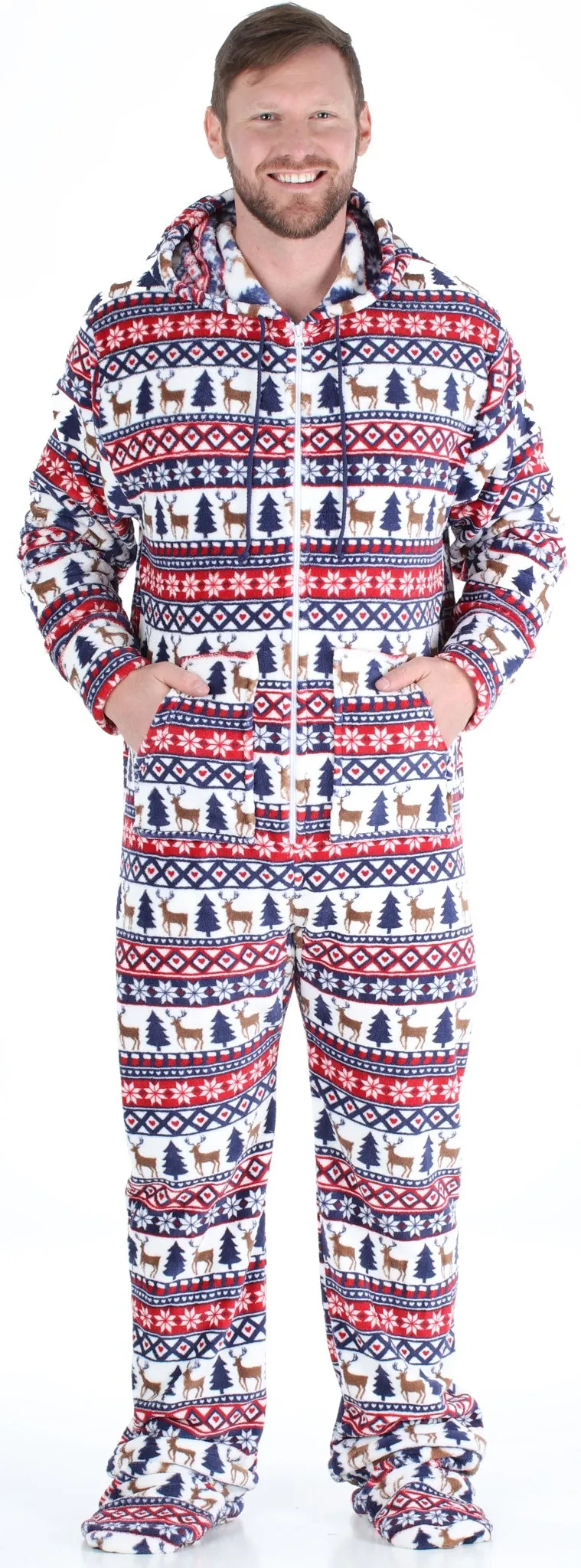 SleepytimePjs Family Matching Fleece Deer Fair Isle Footed Onesie Pajamas