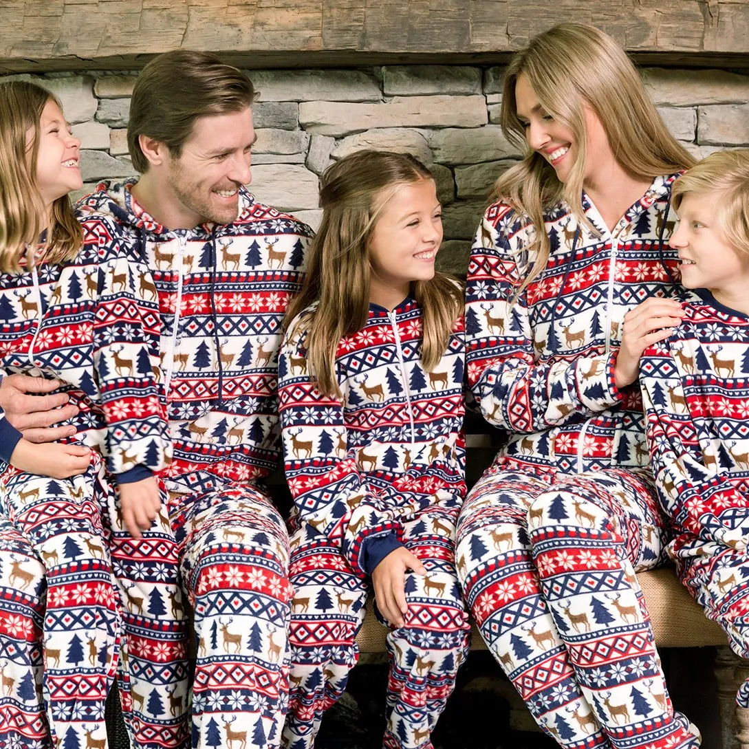 SleepytimePjs Family Matching Fleece Deer Fair Isle Footed Onesie Pajamas