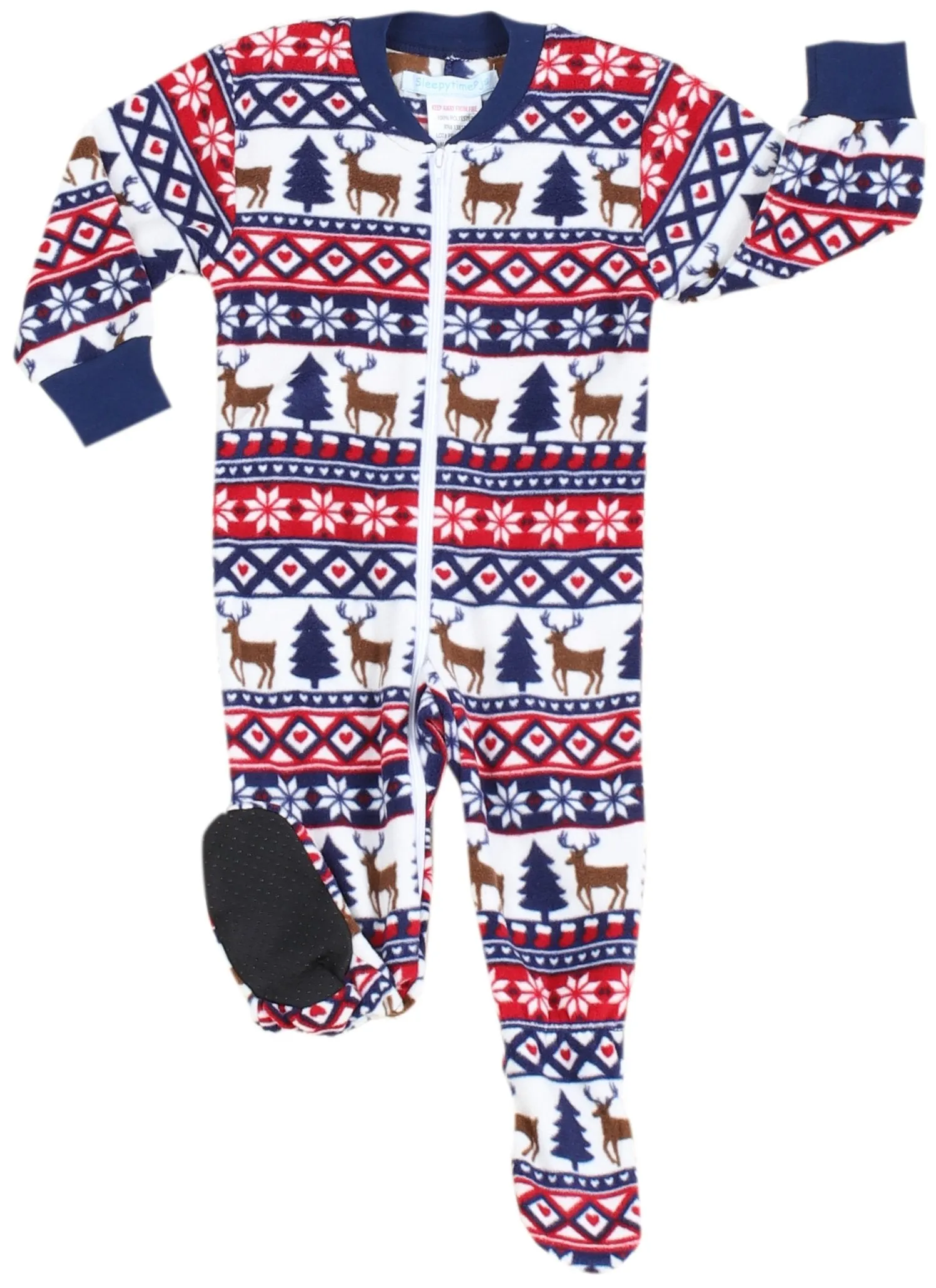 SleepytimePjs Family Matching Fleece Deer Fair Isle Footed Onesie Pajamas