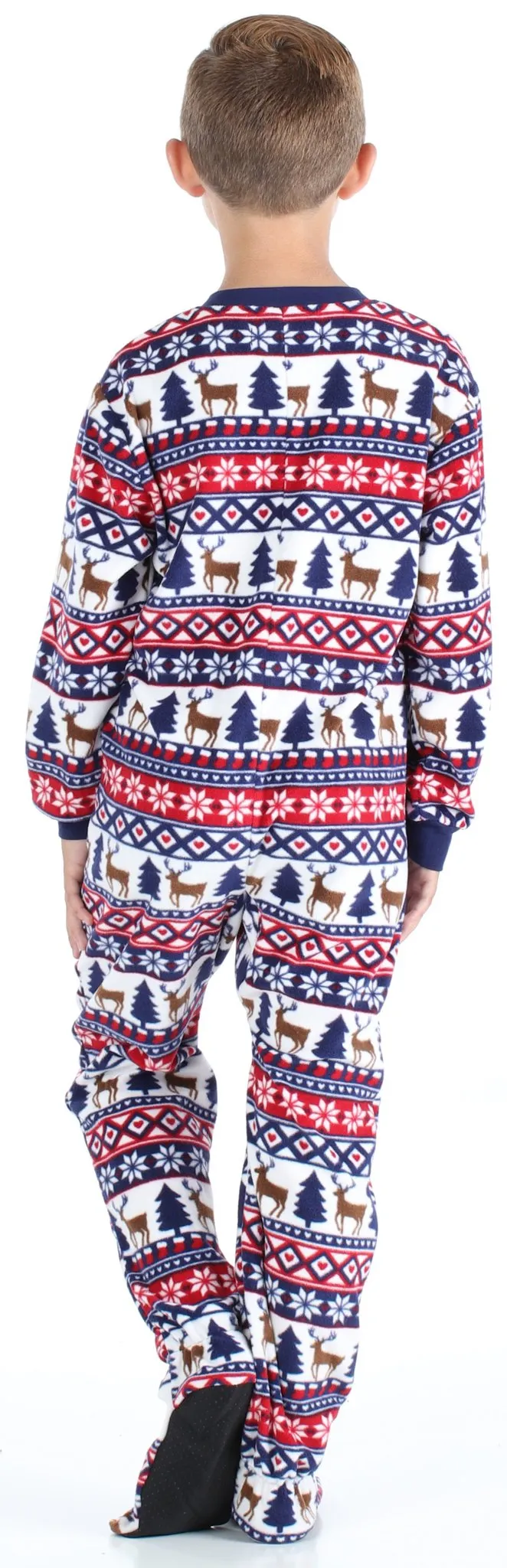 SleepytimePjs Family Matching Fleece Deer Fair Isle Footed Onesie Pajamas
