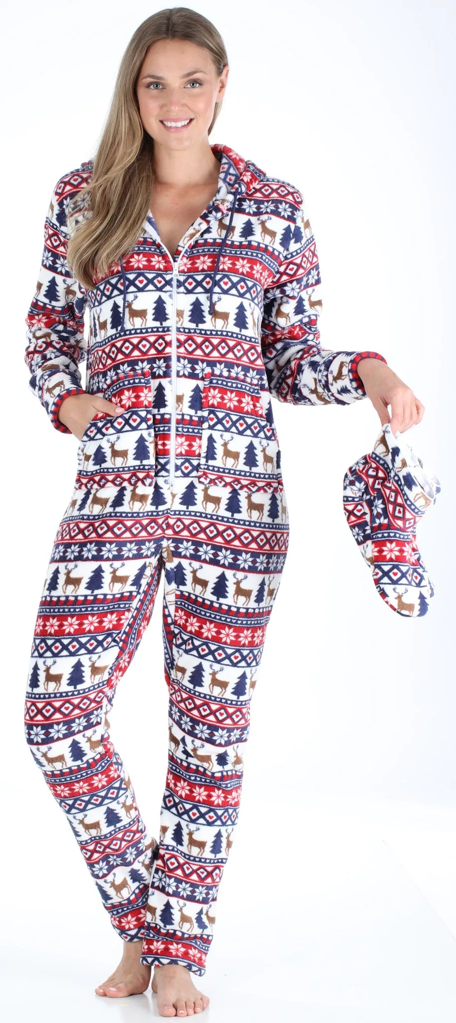 SleepytimePjs Family Matching Fleece Deer Fair Isle Footed Onesie Pajamas