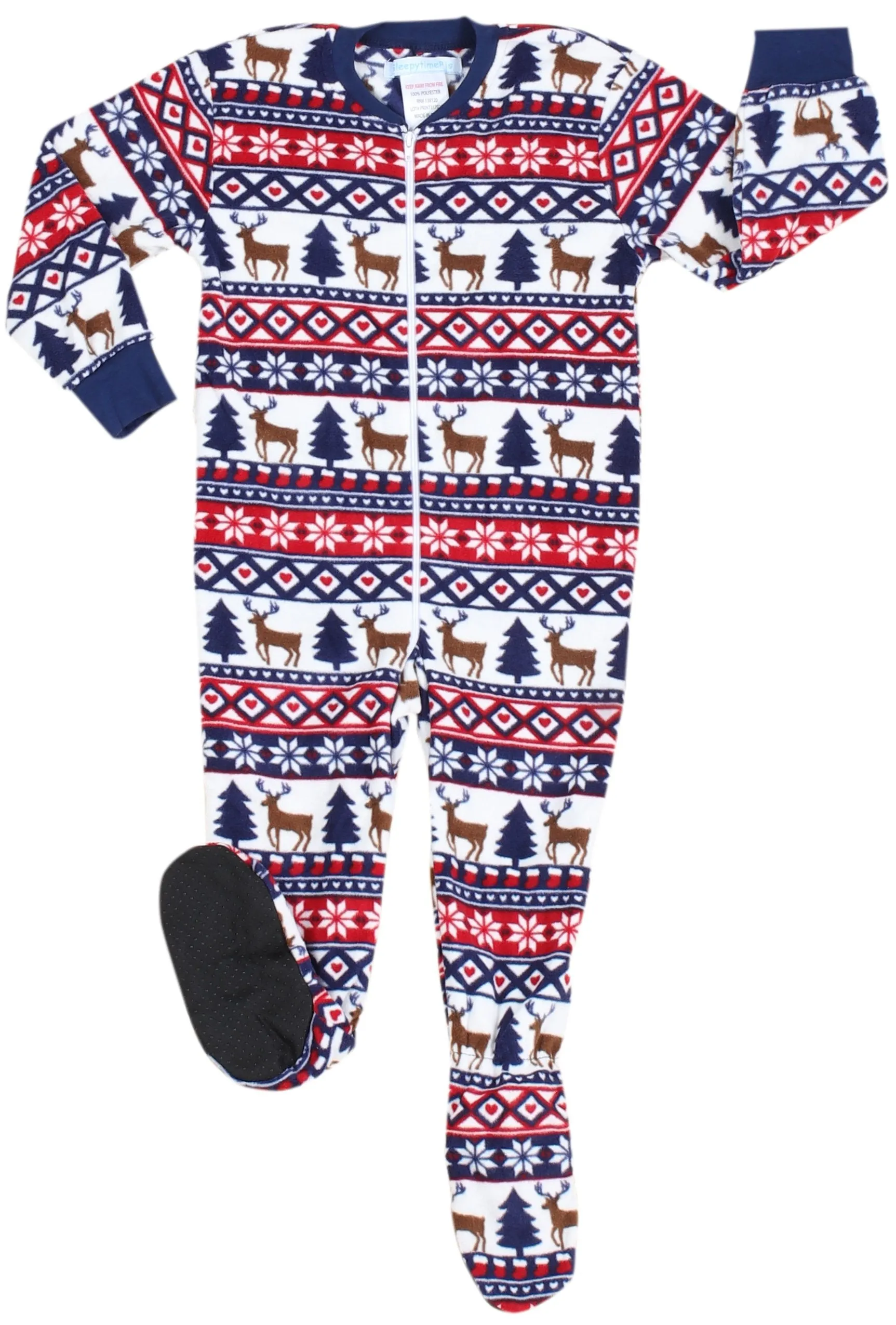 SleepytimePjs Family Matching Fleece Deer Fair Isle Footed Onesie Pajamas
