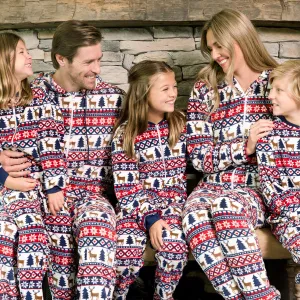 SleepytimePjs Family Matching Fleece Deer Fair Isle Footed Onesie Pajamas