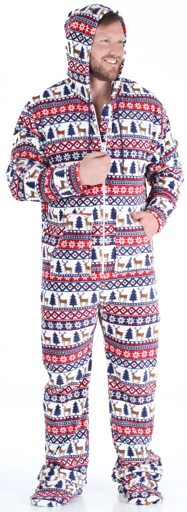 SleepytimePjs Family Matching Fleece Deer Fair Isle Footed Onesie Pajamas