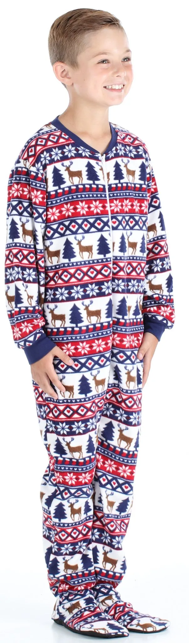 SleepytimePjs Family Matching Fleece Deer Fair Isle Footed Onesie Pajamas