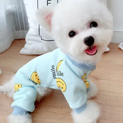 Smiley Inner Fleece Onesies Pet Pajamas