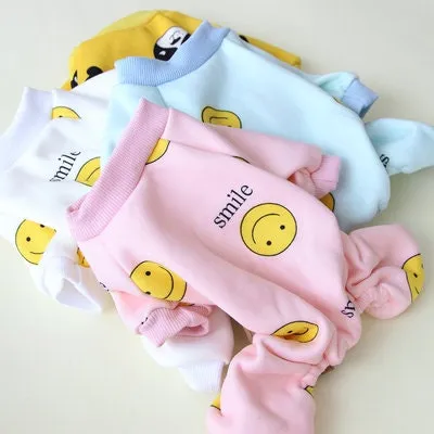Smiley Inner Fleece Onesies Pet Pajamas