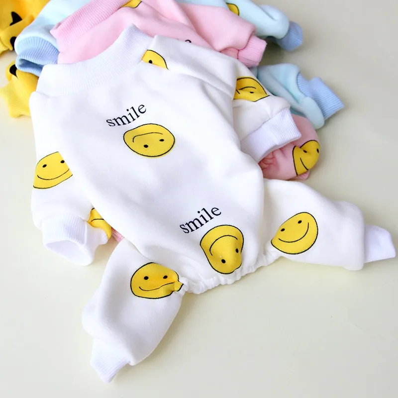 Smiley Inner Fleece Onesies Pet Pajamas