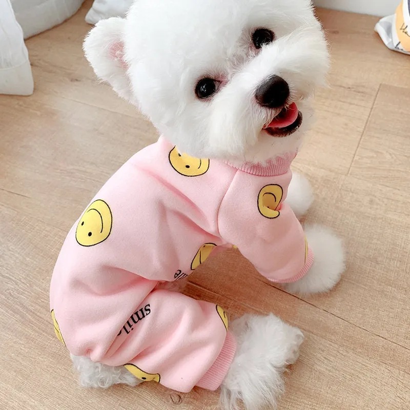 Smiley Inner Fleece Onesies Pet Pajamas
