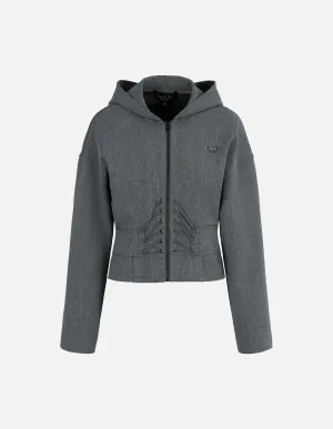Spring Casual Loose Hooded Short Coat With Rope