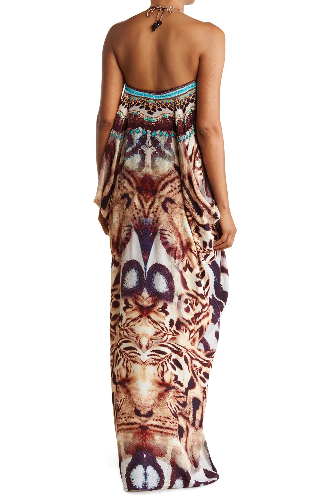 Tiger Print Long Kaftan Dress