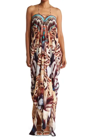 Tiger Print Long Kaftan Dress