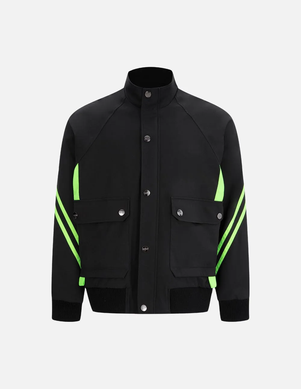 Unisex Black Fluorescent Ribbon Loose Jacket