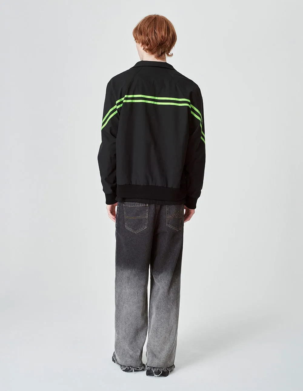 Unisex Black Fluorescent Ribbon Loose Jacket