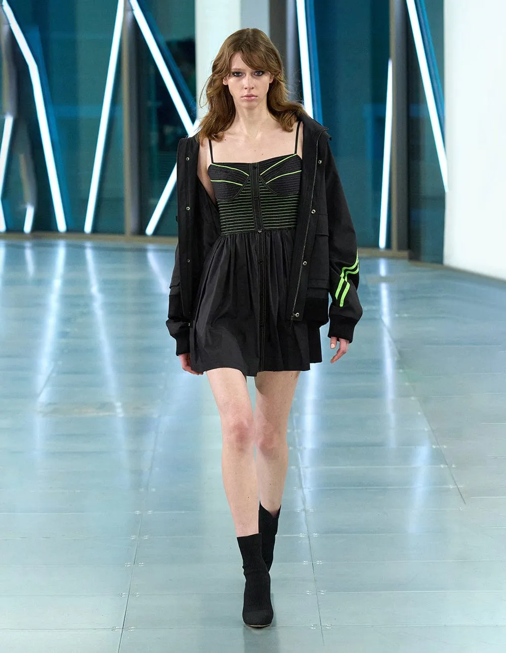 Unisex Black Fluorescent Ribbon Loose Jacket