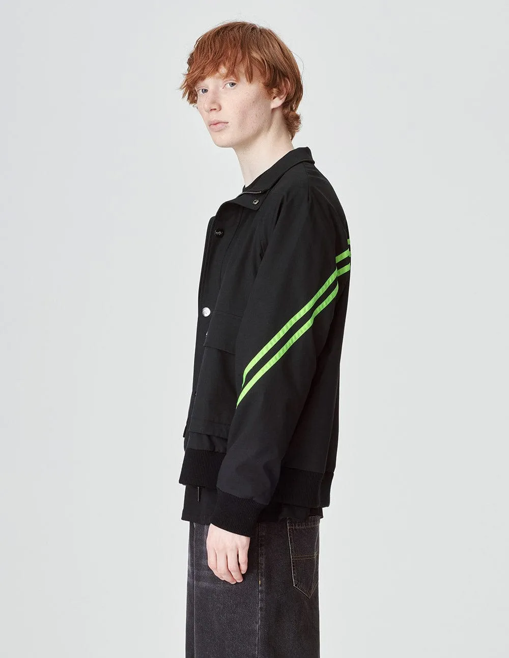 Unisex Black Fluorescent Ribbon Loose Jacket
