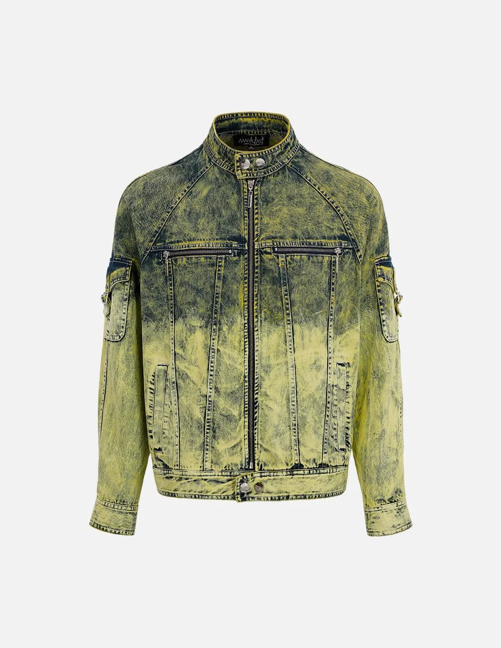 Unisex Tie-Bleached Gradient Denim Jacket