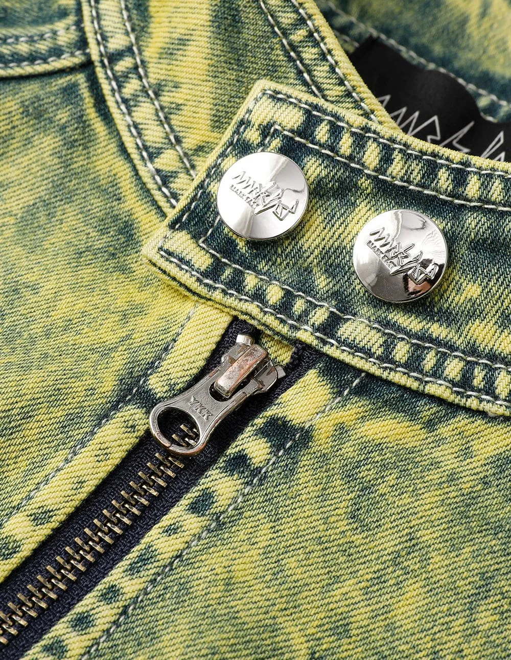 Unisex Tie-Bleached Gradient Denim Jacket