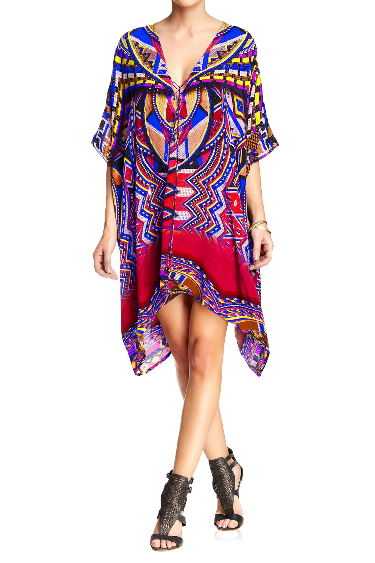 V Neck Short Beach Kaftan