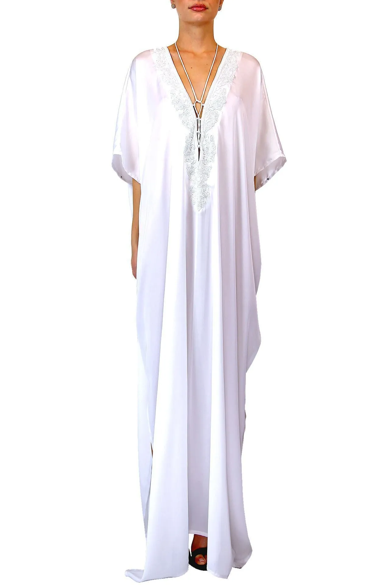 White Kaftan Beach Vacation Wear