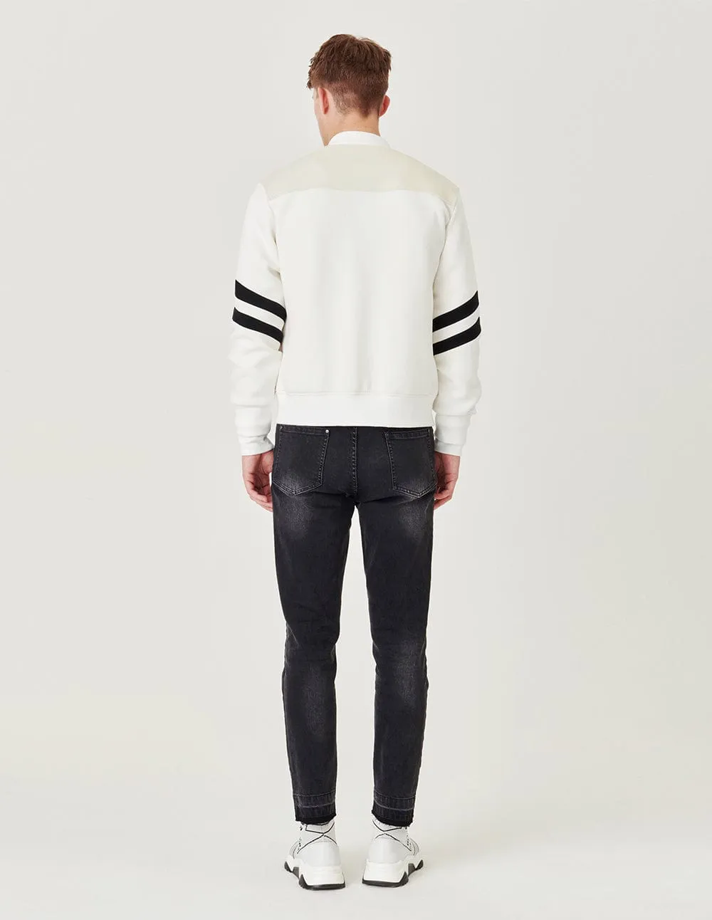 White Reversible Wool Panel Jacket