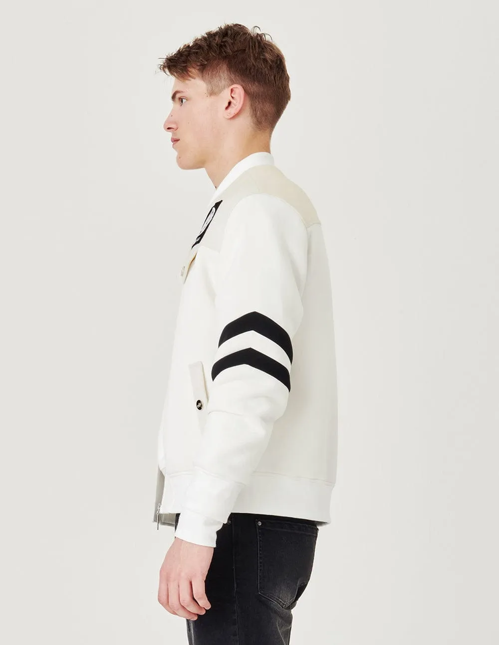 White Reversible Wool Panel Jacket