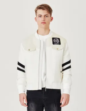 White Reversible Wool Panel Jacket