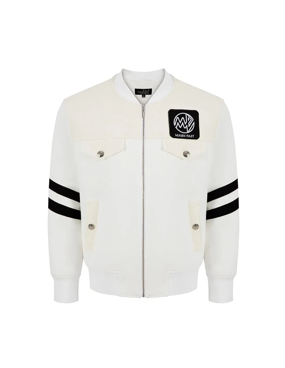 White Reversible Wool Panel Jacket