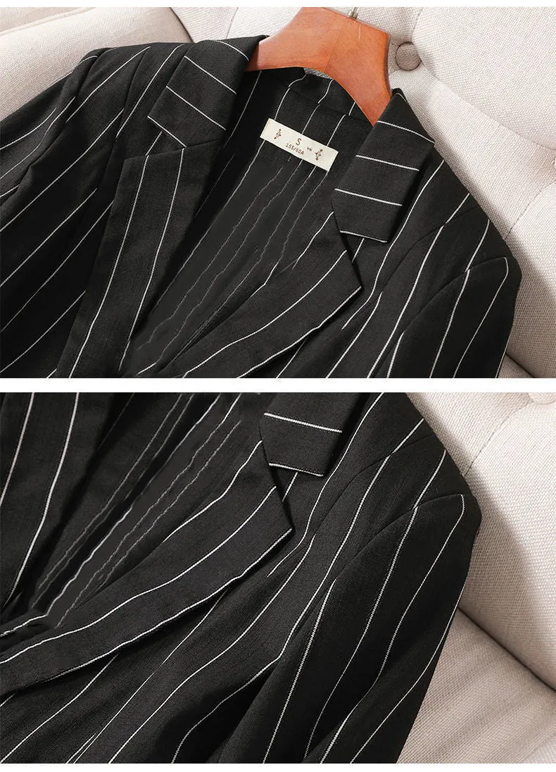 Wjczt Small Suit Jacket New Women's Spring Summer Striped Slim Sleeve Fashion Slim Suit Suit Jacket Oversize Code Clothing for Women