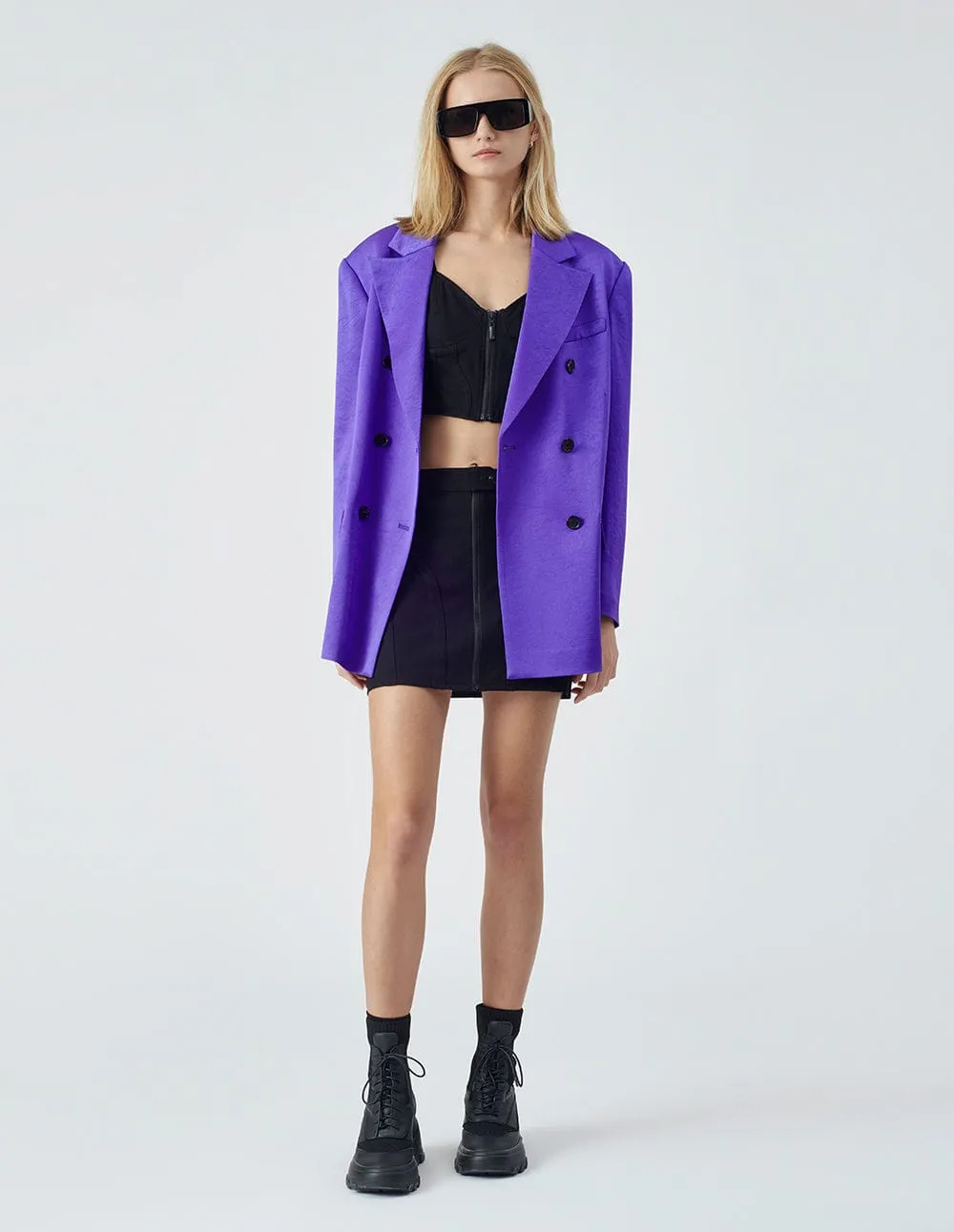 Women's Runway Style Purple Loose Suit Jacket