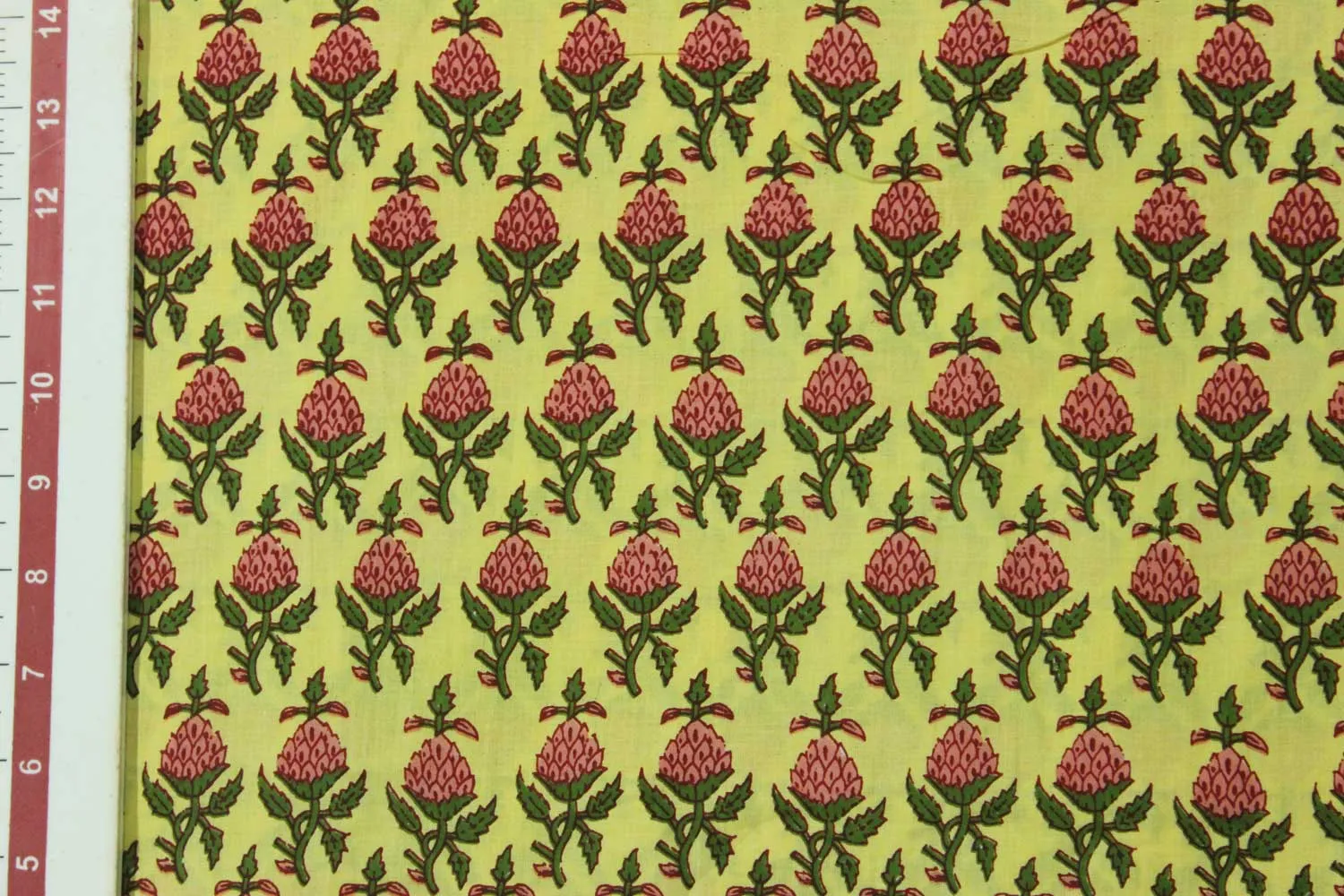 Yellow Cotton Cambric Print Fabric